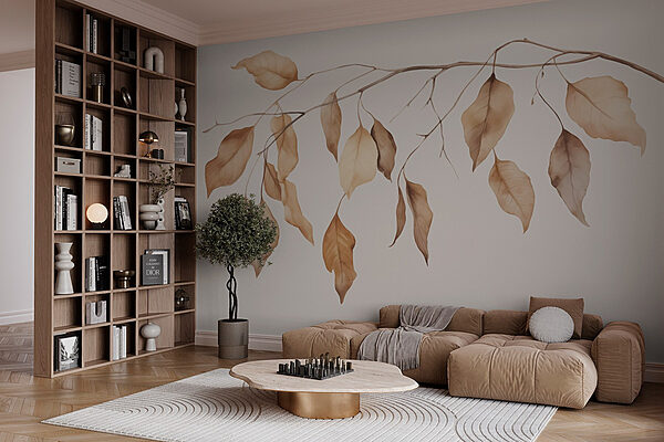 Branch with brown leaves Wall murals Branch with brown leaves