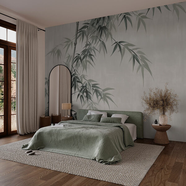 Bamboo with leaves on it Wall murals Bamboo with leaves on it