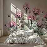 Wall murals Group of pink flowers