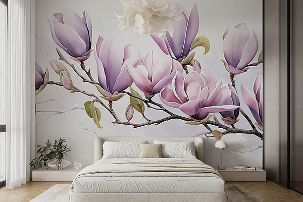 Branch with purple flowers Wall murals Branch with purple flowers