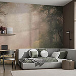 Wall murals Foggy forest with trees and plants
