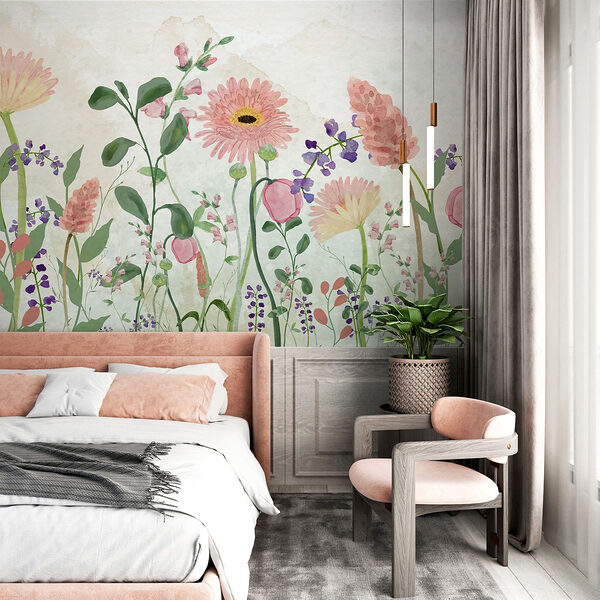 Painting of flowers and plants Wall murals Painting of flowers and plants