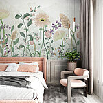 Wall murals Painting of flowers and leaves
