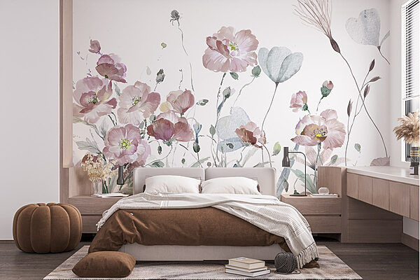 Painting of pink flowers Wall murals Painting of pink flowers