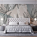 Wall murals Drawing of flowers and leaves