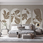 Wall murals Group of white and brown floral designs