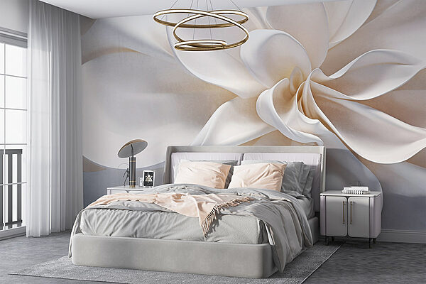 White fabric flower Wall murals White fabric flower