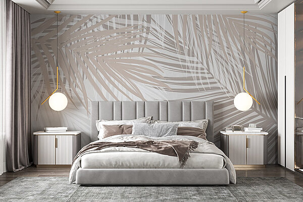 Serene palm leaves in soft tones Wall murals Serene palm leaves in soft tones