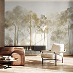 Wall murals Group of trees in a foggy forest