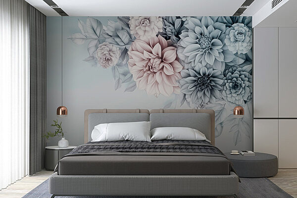 Group of flowers with leaves Wall murals Group of flowers with leaves
