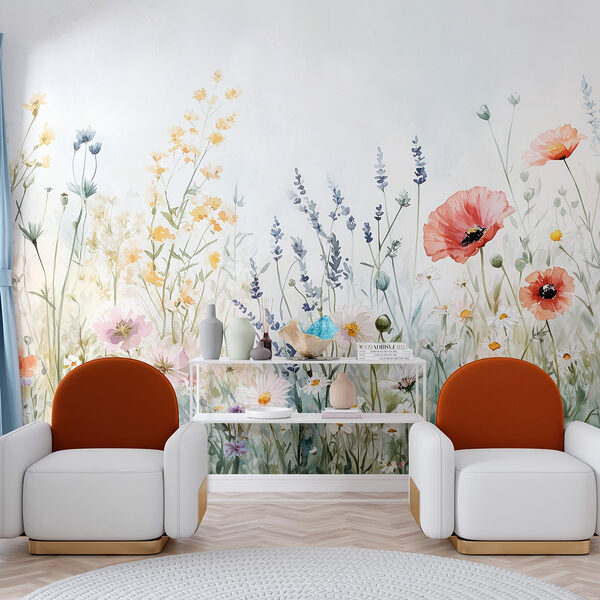 Painting of flowers in a field Wall mural Painting of flowers in a field