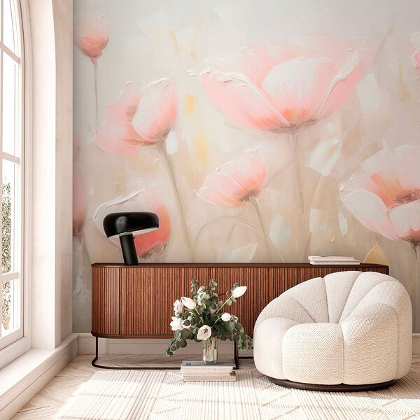 Painting of pink flowers Wall murals Painting of pink flowers