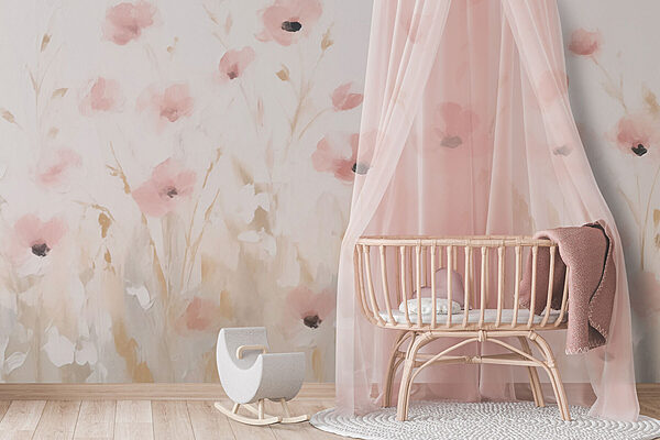 Painting of pink flowers Wall murals Painting of pink flowers