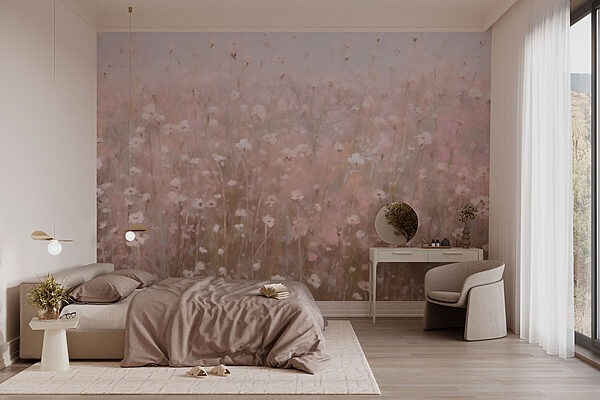 Field of pink flowers Wall murals Field of pink flowers
