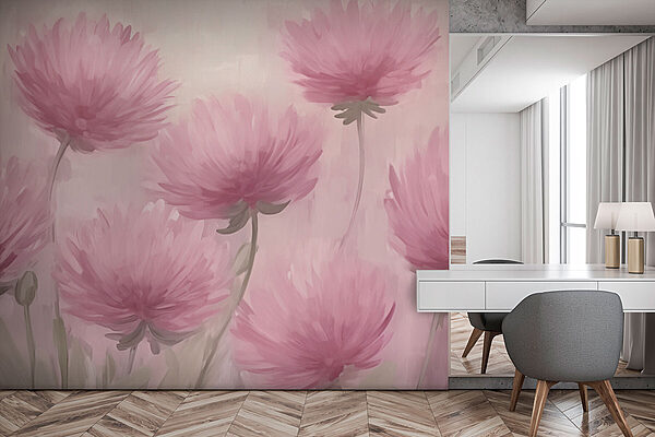 Painting of pink flowers Wall murals Painting of pink flowers