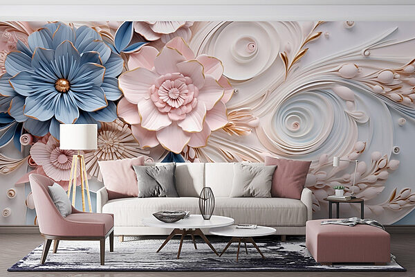 Paper flowers and leaves Wall murals Paper flowers and leaves