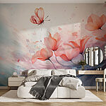 Wall murals Butterfly flying over flowers