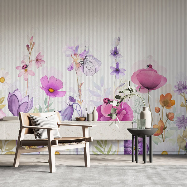 Colorful flowers in a serene garden Wall murals Colorful flowers in a serene garden