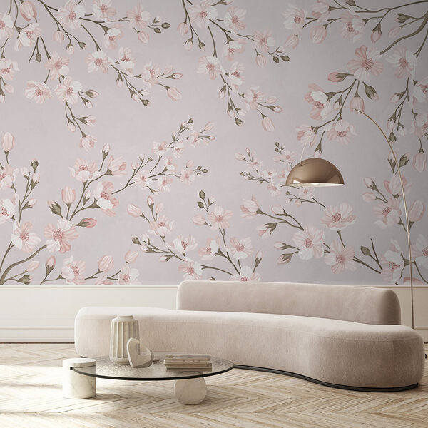 Pattern of flowers on a white background Wall murals Pattern of flowers on a white background