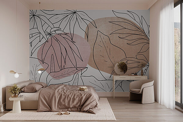 Drawing of leaves and plants Wall murals Drawing of leaves and plants
