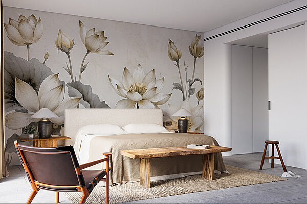 Elegant blooms in serene tones Wall murals Elegant blooms in serene tones