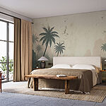 Wall murals River with trees and mountains