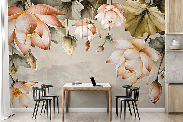 Delicate blooms in soft hues Wall murals Delicate blooms in soft hues