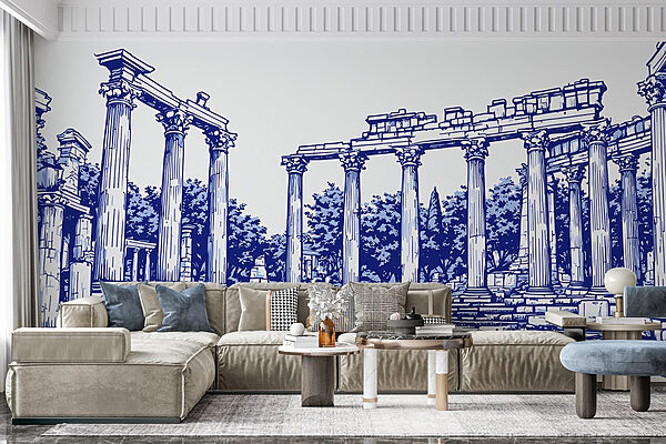 Drawing of a stone structure with columns Wall murals Drawing of a stone structure with columns