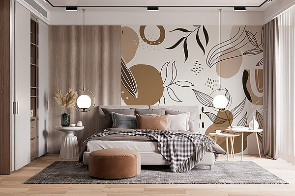 Pattern of leaves and flowers Wall murals Pattern of leaves and flowers