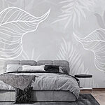 Wall murals White leaves on a gray background
