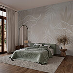 Wall murals White leaves on a beige background