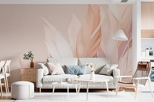 Delicate feathers in soft hues Wall murals Delicate feathers in soft hues