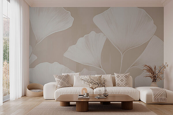 Delicate leaves in soft tones Wall murals Delicate leaves in soft tones