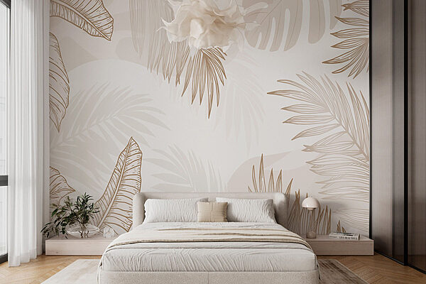 White background with brown leaves Wall murals White background with brown leaves