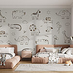 Wall murals Group of animals drawn on a white surface