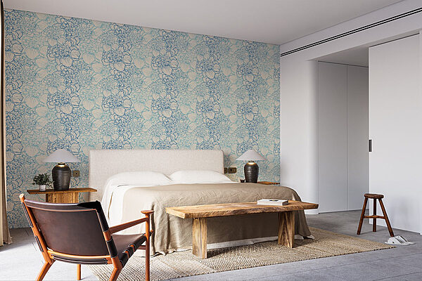 Pattern of blue and white flowers Wall murals Pattern of blue and white flowers