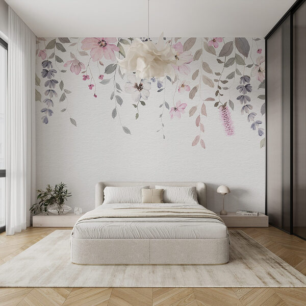 Wall murals Delicate flowers in soft watercolor tones