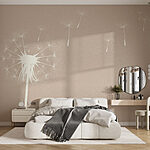 Wall murals Dandelion seeds flying in the air