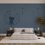 Wall murals Dandelion seeds flying in the air