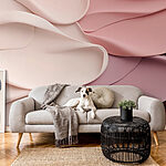 Wall murals Group of pink and white wavy fabric
