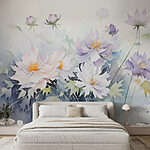 Wall murals Painting of flowers on a white background