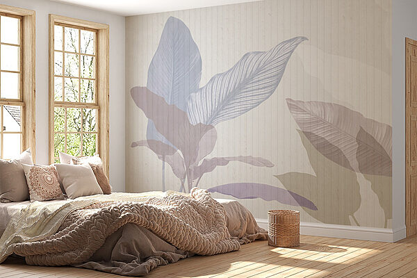 Delicate leaves in soft pastel hues Wall murals Delicate leaves in soft pastel hues