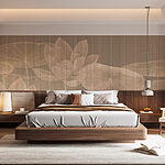 Wall murals Delicate lotus blooms on tranquil water
