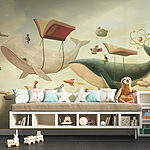 Wall murals Whale and whale with books and a book on it