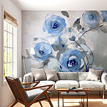 Wall murals Painting of blue flowers