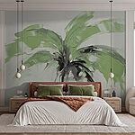Wall murals Palm tree painted with green paint