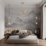 Wall murals Grey and white mountain range