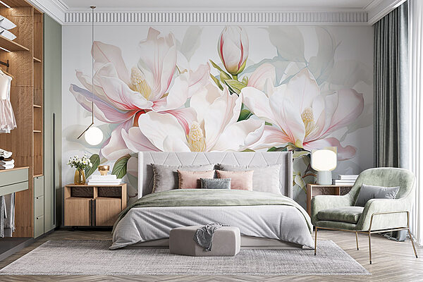 Delicate blossoms in soft hues Wall murals Delicate blossoms in soft hues