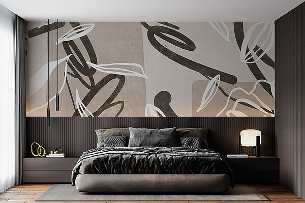 Artistic lines and leaves intertwine softly Wall murals Artistic lines and leaves intertwine softly