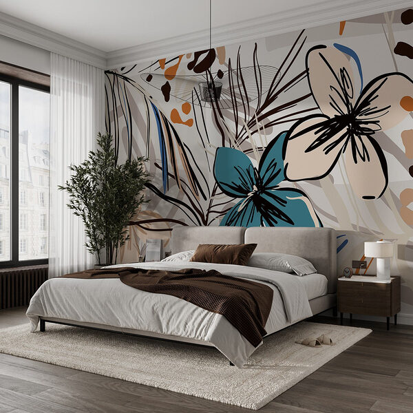 Colorful floral pattern with flowers Wall murals Colorful floral pattern with flowers